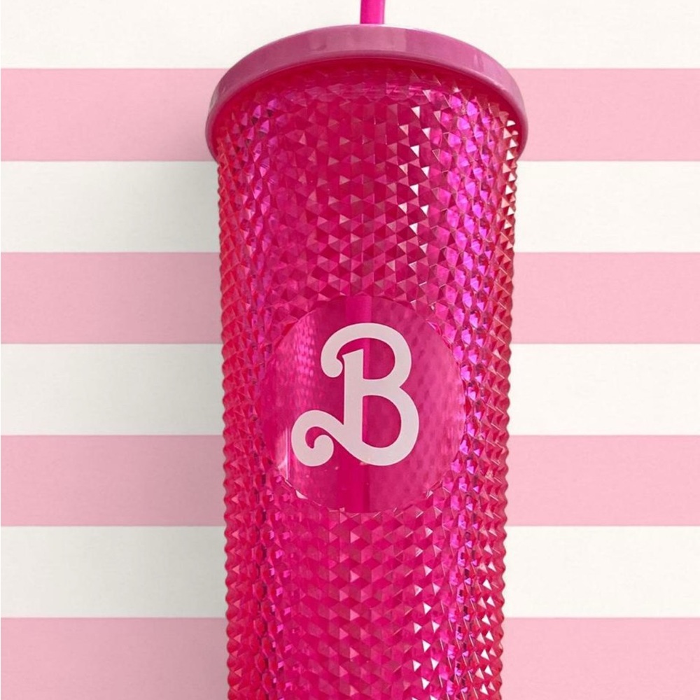 RARE Pink Barbie Diamond Studded Tumbler with Straw